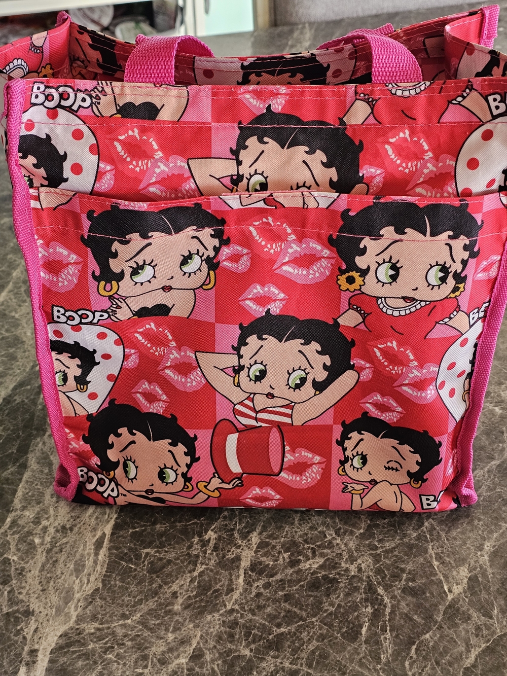 🥳PRE-OWNED🥳 Betty Boop Pink Floral Canvas Tote Bag